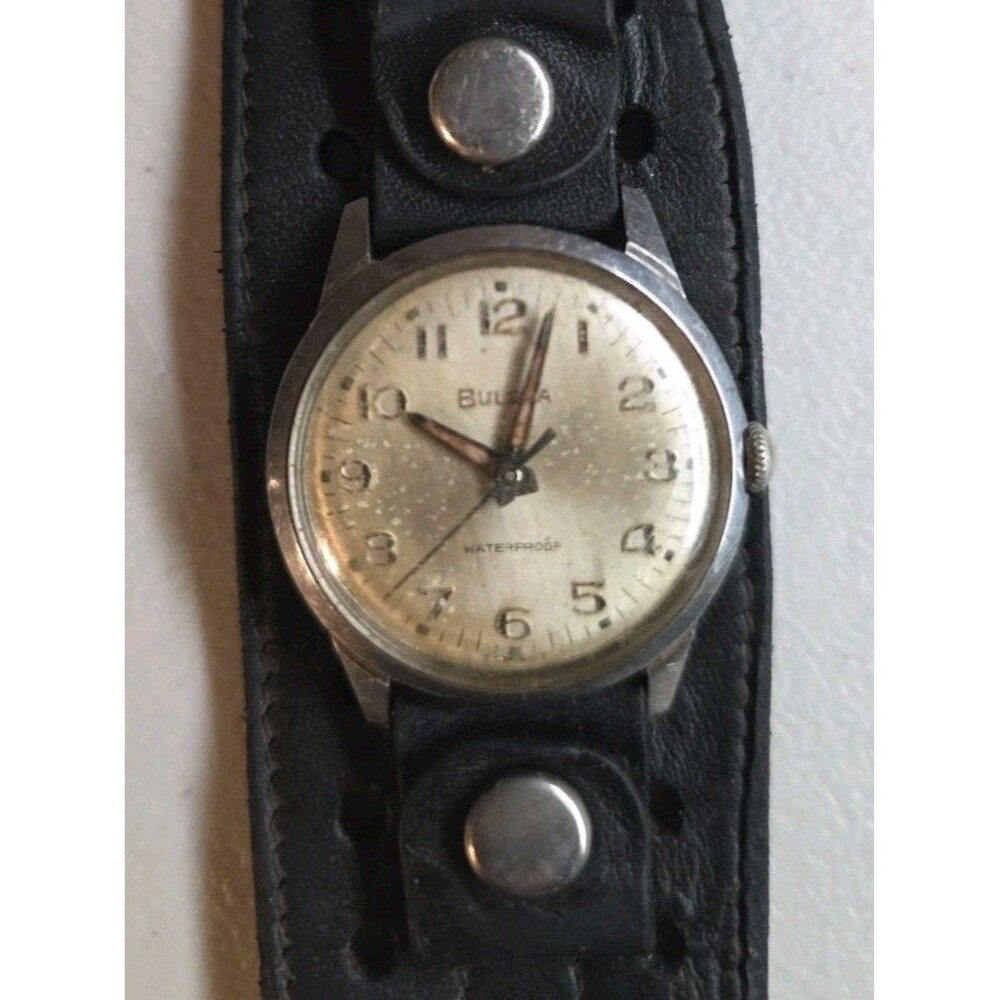 1966 Bulova Arabic Numerals Stainless Steel Case Watch WORKS